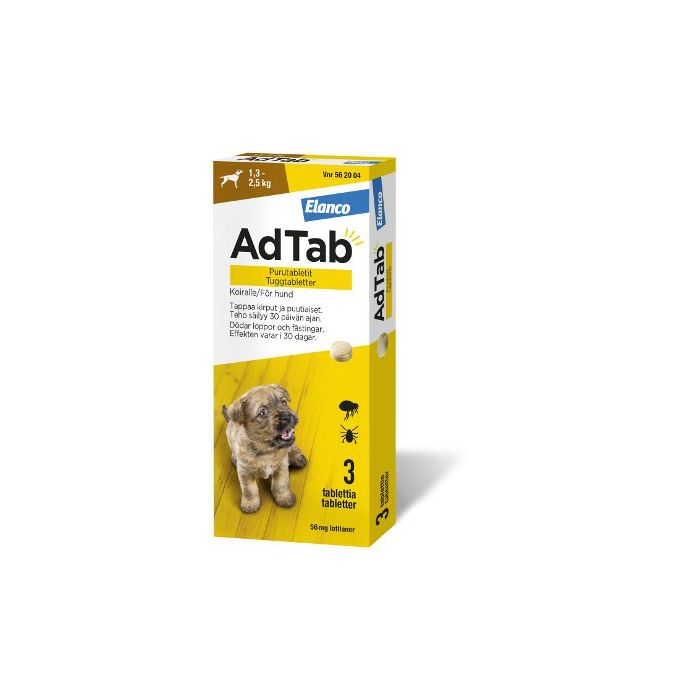 ADTAB purutabletti 56 mg koiralle (1,3–2,5 kg) 3 fol kuva 2