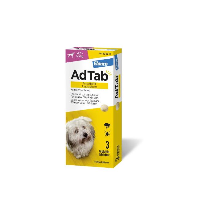 ADTAB purutabletti 112 mg koiralle (> 2,5–5,5 kg) 3 fol kuva 2