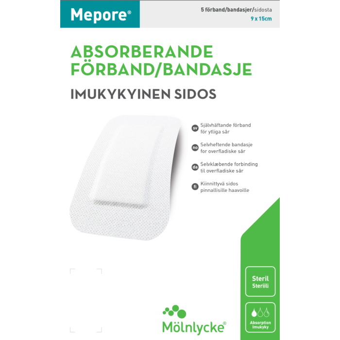  Mepore kiinnittyvä sidos 9x15cm 5 kpl - Rotuaarin apteekki                           
