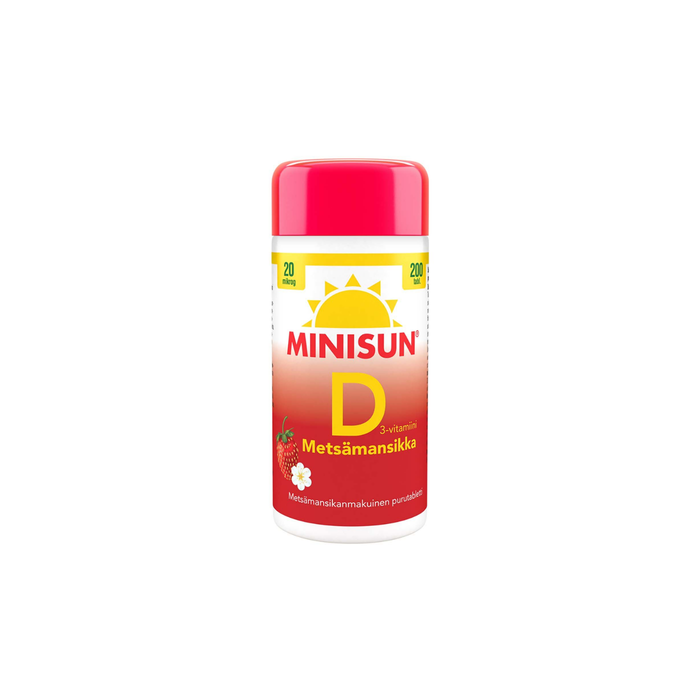 Minisun D-vitamiini Metsämansikka 20 mcg tabletti 200 kpl kuva 1