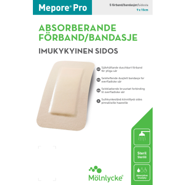 Mepore Pro 9x15 cm haavasidos suihkunkestävä 5 kpl