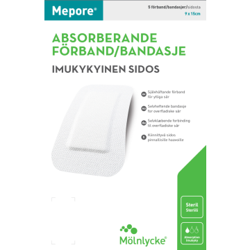 Mepore kiinnittyvä sidos 9x15 cm 5 kpl