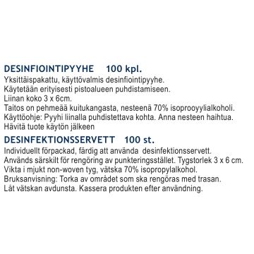 Lumocare desinfiointipyyhe 3 x 6 cm 100 kpl