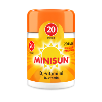 MINISUN D-VITAMIINI 20 MIKROG 200 TABL