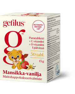 Gefilus + D Mansikka Puru tabl 30 kpl