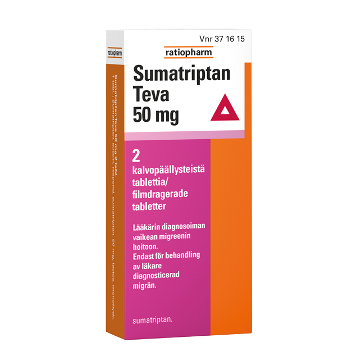 SUMATRIPTAN TEVA tabletti, kalvopäällysteinen 50 mg 2 fol