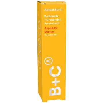 Apteekkarin B+C poretabletti appelsiini-mango 20 tabl
