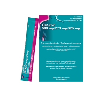 GALIEVE oraalisuspensio, annospussi 500/213/325 mg 12 x 10 ml