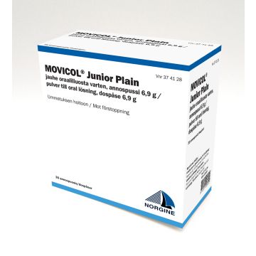 MOVICOL JUNIOR PLAIN jauhe oraaliliuosta varten, annospussi 30 kpl