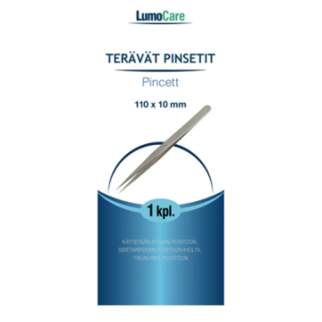 Lumocare terävät pinsetit 10mm x 110mm 1 kpl