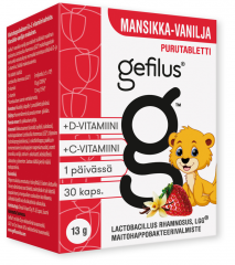 Gefilus + D Mansikka Puru tabl 30 kpl