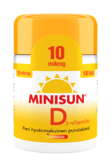 MINISUN D-VITAMIINI 10 MIKROG 100 PURUTABL