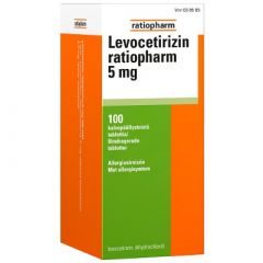 LEVOCETIRIZIN RATIOPHARM 5 mg tabl, kalvopääll 100 fol